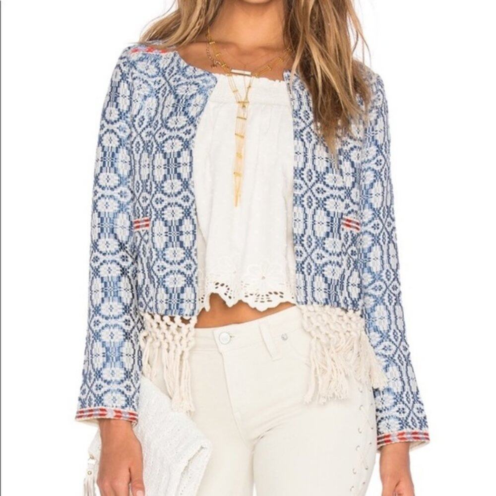 Tularosa Santa Fe Fringe Jacket Blue Size XS NEW